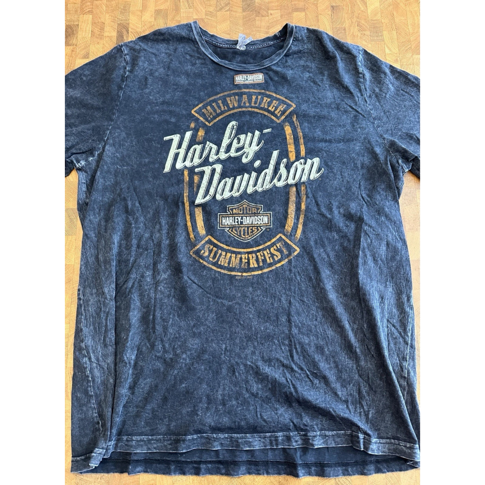 Harley Davidson Stone Washed T-Shirt- Milwaukee Summerfest Men’s 2XL